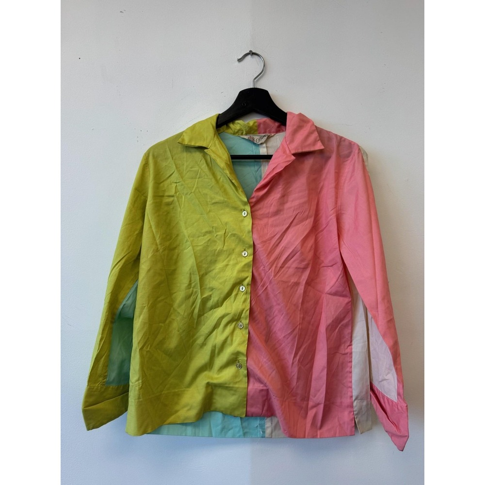 Vintage Hadley Shirt‎ Womens Large Multicolor Pastel Colorblock Button Front Top
